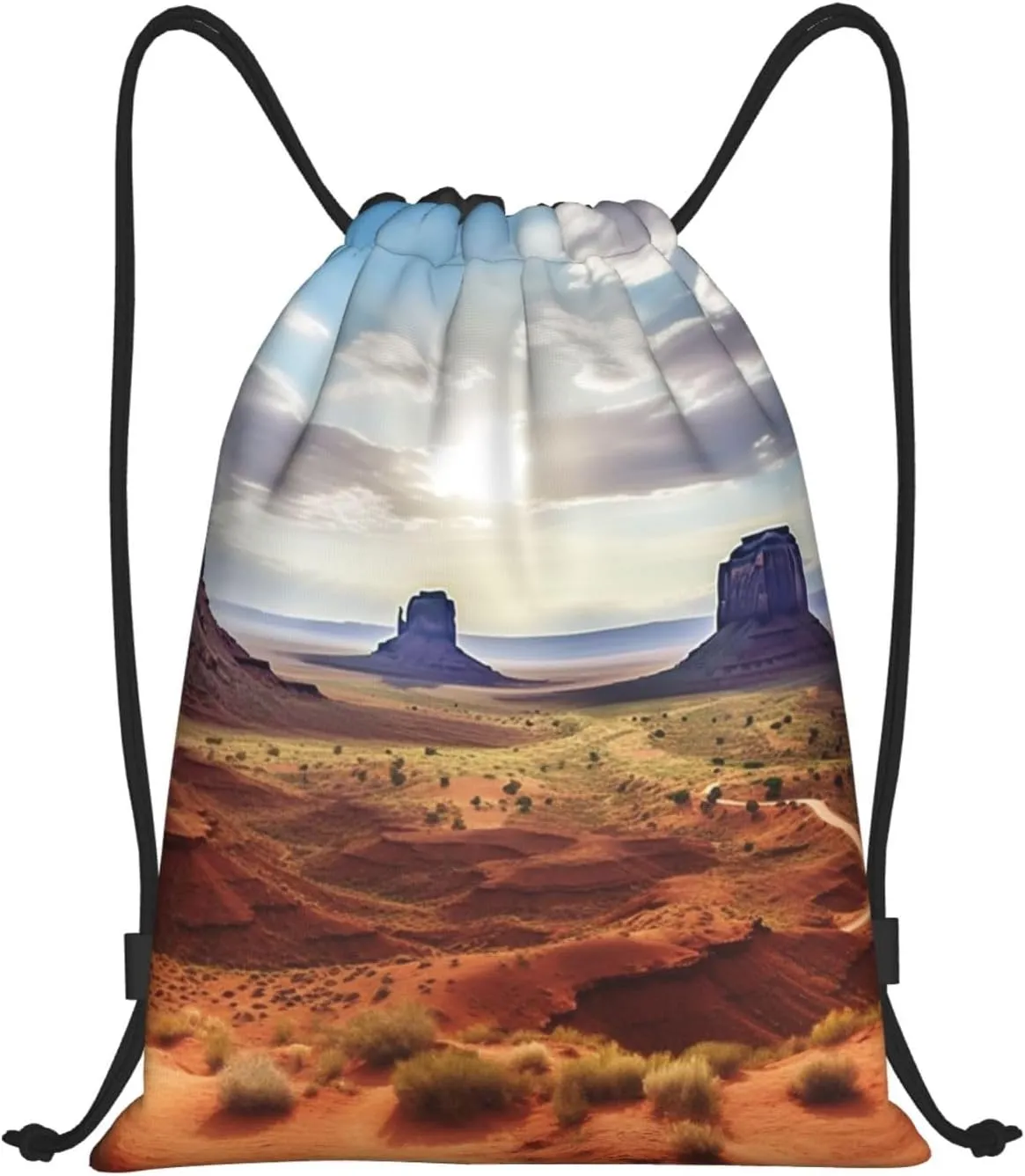Landscape of Monument Valley Drawstring Backpack Waterproof String Bag Sports Sackpack Gym Bags for Men Women