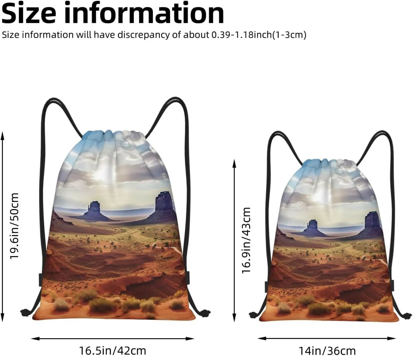 Landscape of Monument Valley Drawstring Backpack Waterproof String Bag Sports Sackpack Gym Bags for Men Women