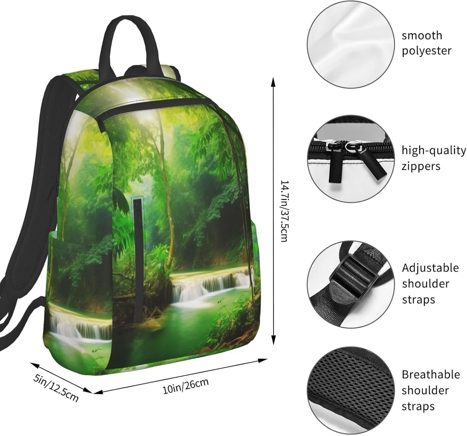 Laptop Backpack 14.7 Inch with Compartment Natural scenery Laptop Bag Lightweight Casual Daypack for Travel