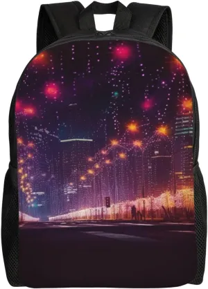 Laptop Backpack 16.1 Inch with Compartment New Year Lights Laptop Bag Lightweight Casual Daypack for Travel
