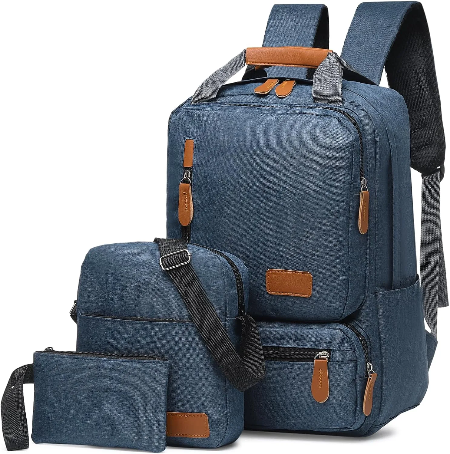 Laptop Backpack, Crossbody Bag, Handbag, Backpack Set - 3-in-1 Combo, Oxford Cloth Water Resistant for Men Women for Travel Work Study Daily Use, Blue