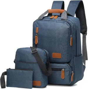 Laptop Backpack, Crossbody Bag, Handbag, Backpack Set - 3-in-1 Combo, Oxford Cloth Water Resistant for Men Women for Travel Work Study Daily Use, Blue