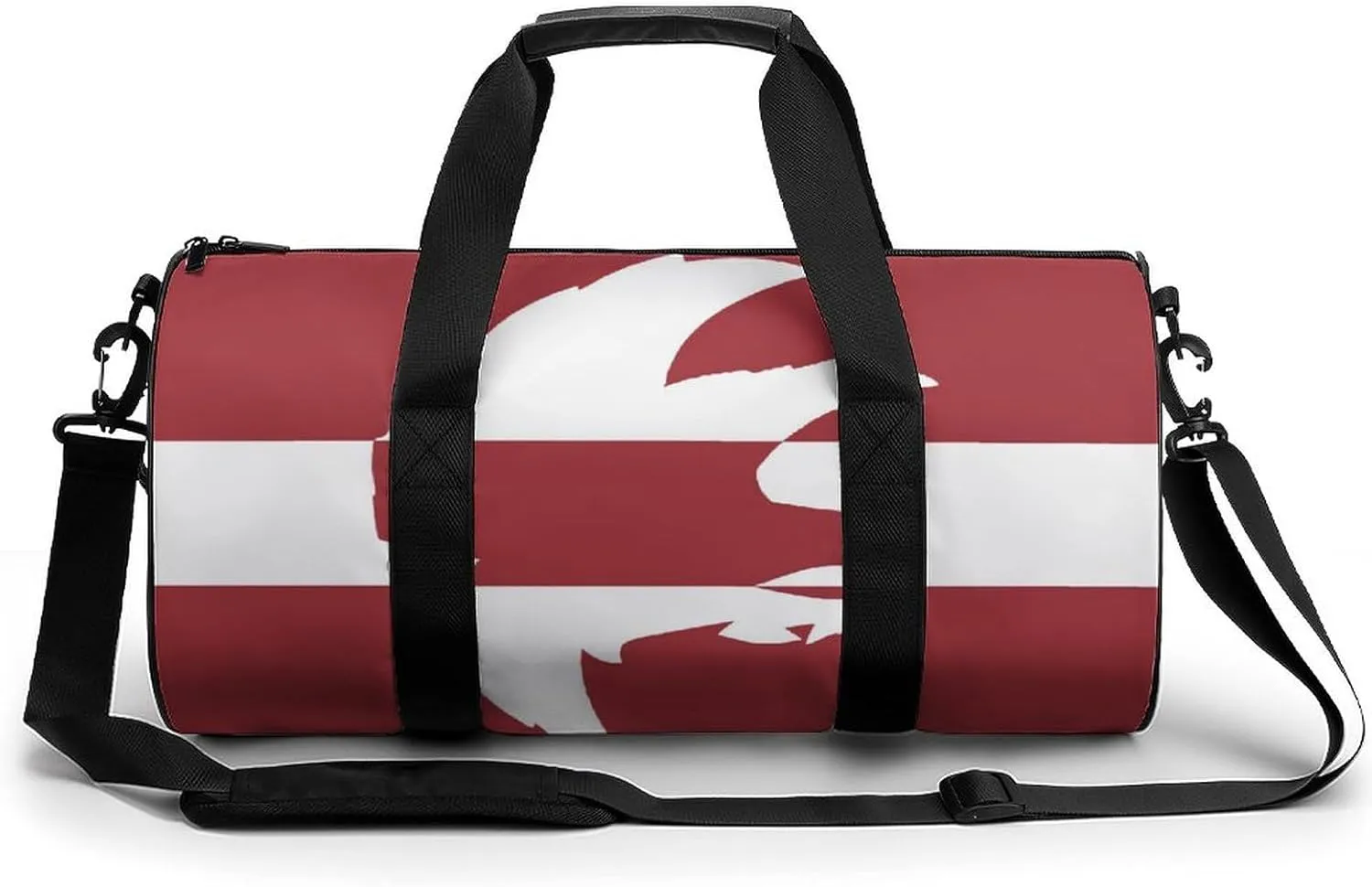 Latvia Flag and Falcon Bird Round Barrel Gym Sport Bag Small Travel Duffel Bags Reusable Tote for Men Women
