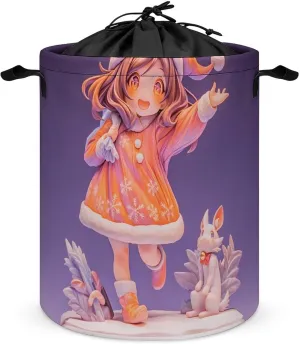 Laundry Hampers, Large Drawstring Laundry Bag, Removable Laundry Bags, Collapsible Storage Bin with Handles for Home Organization, Kids Room, Nursery Art