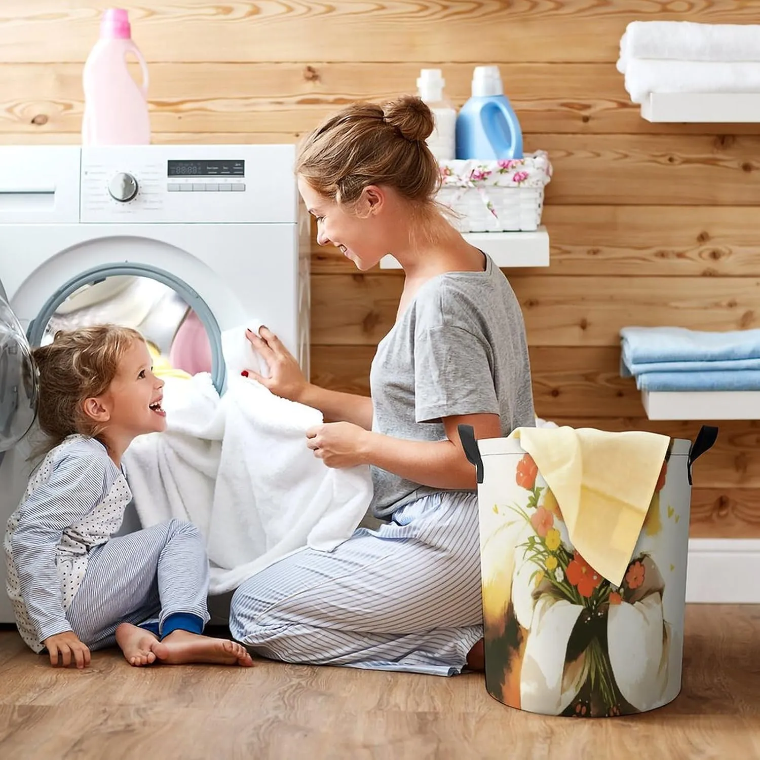 Laundry Hampers, Large Drawstring Laundry Bag, Removable Laundry Bags, Collapsible Storage Bin with Handles for Home Organization, Kids Room, Nursery Carnivore