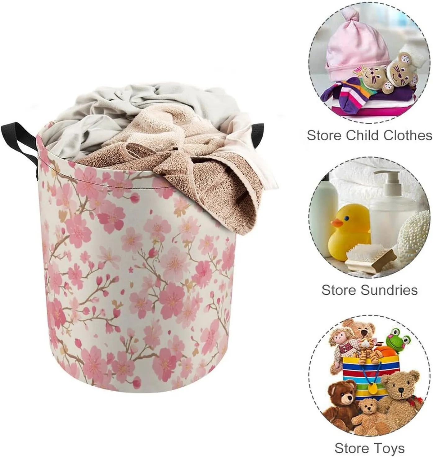 Laundry Hampers, Large Drawstring Laundry Bag, Removable Laundry Bags, Collapsible Storage Bin with Handles for Home Organization, Kids Room, Nursery Leaf