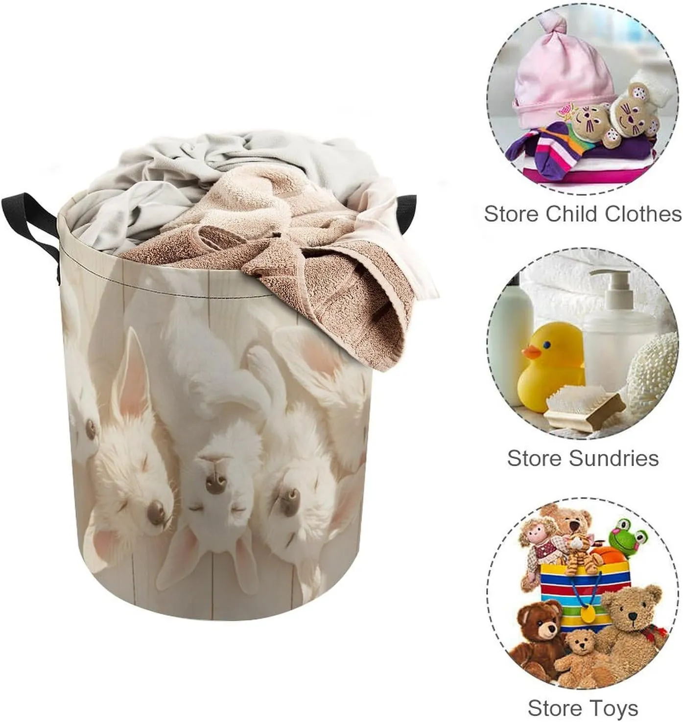 Laundry Hampers, Large Drawstring Laundry Bag, Removable Laundry Bags, Collapsible Storage Bin with Handles for Home Organization, Kids Room, Nursery Mythical Creature