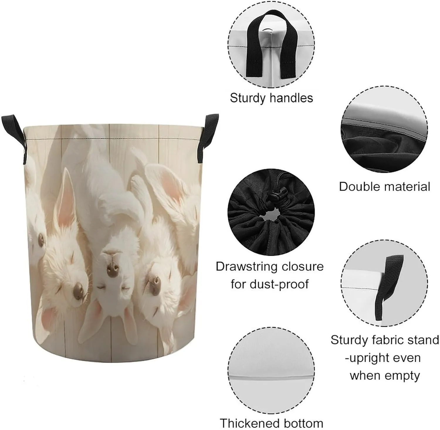 Laundry Hampers, Large Drawstring Laundry Bag, Removable Laundry Bags, Collapsible Storage Bin with Handles for Home Organization, Kids Room, Nursery Mythical Creature