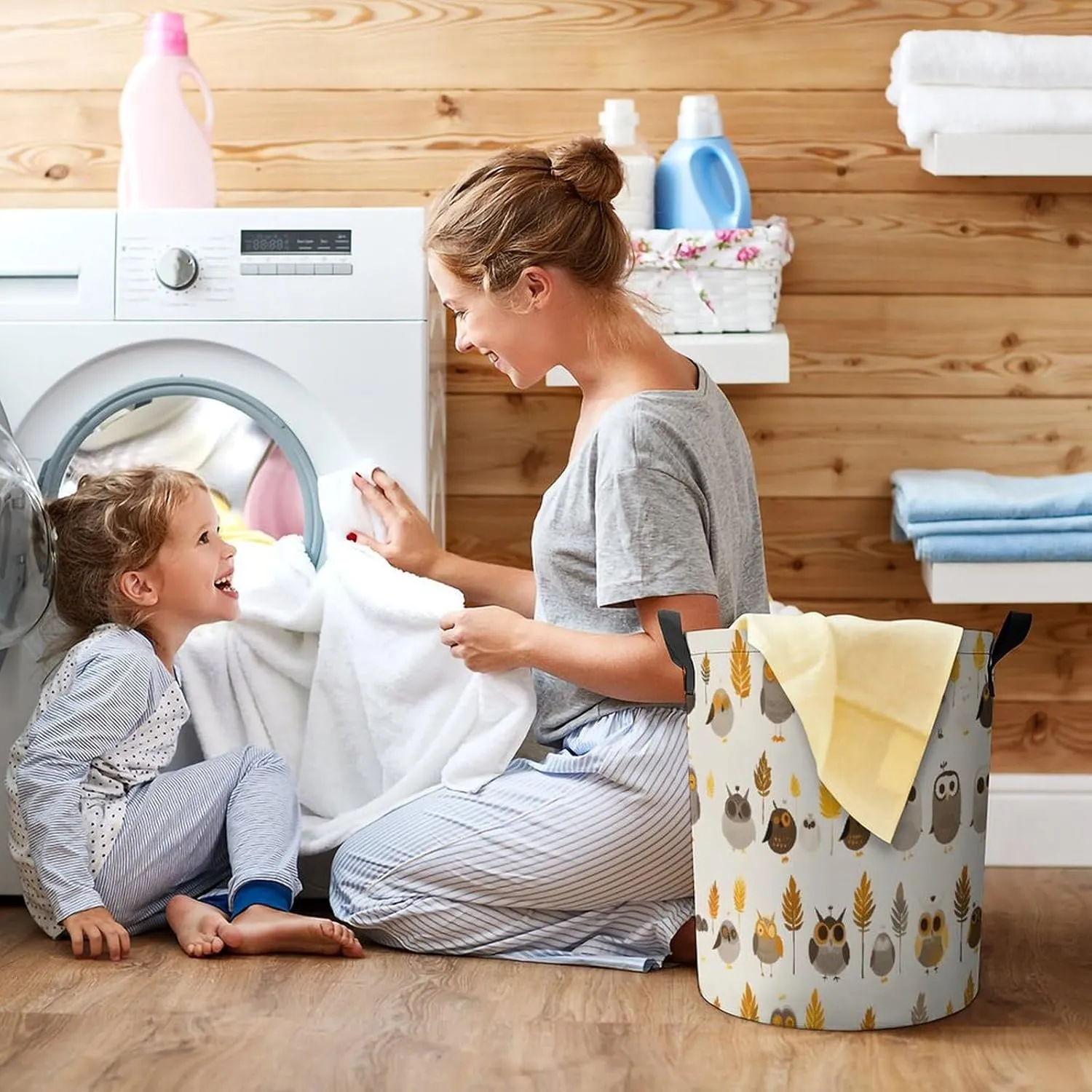 Laundry Hampers, Large Drawstring Laundry Bag, Removable Laundry Bags, Collapsible Storage Bin with Handles for Home Organization, Kids Room, Nursery Orange