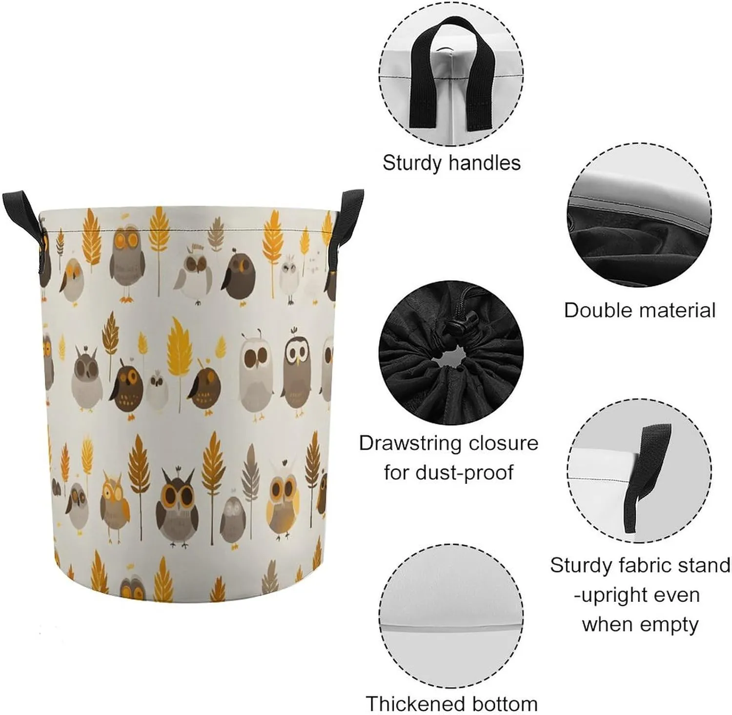 Laundry Hampers, Large Drawstring Laundry Bag, Removable Laundry Bags, Collapsible Storage Bin with Handles for Home Organization, Kids Room, Nursery Orange
