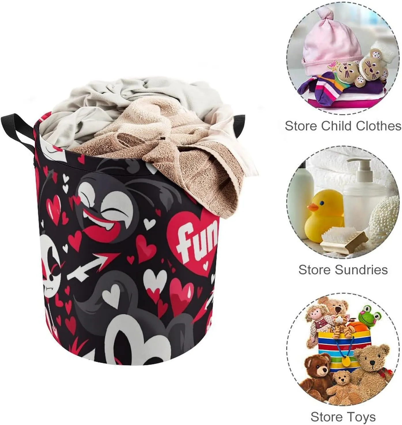 Laundry Hampers, Large Drawstring Laundry Bag, Removable Laundry Bags, Collapsible Storage Bin with Handles for Home Organization, Kids Room, Nursery Pattern