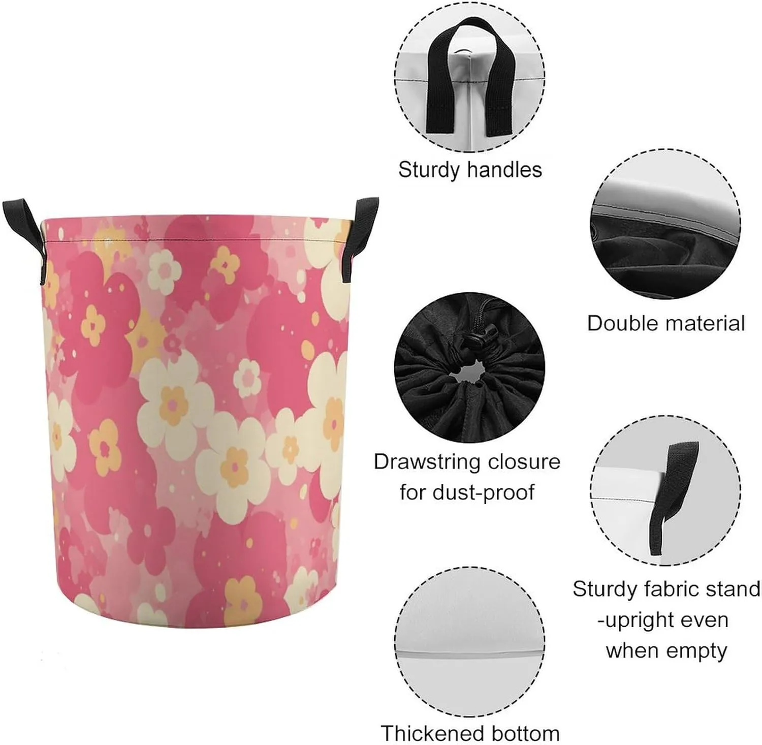 Laundry Hampers, Large Drawstring Laundry Bag, Removable Laundry Bags, Collapsible Storage Bin with Handles for Home Organization, Kids Room, Nursery Product