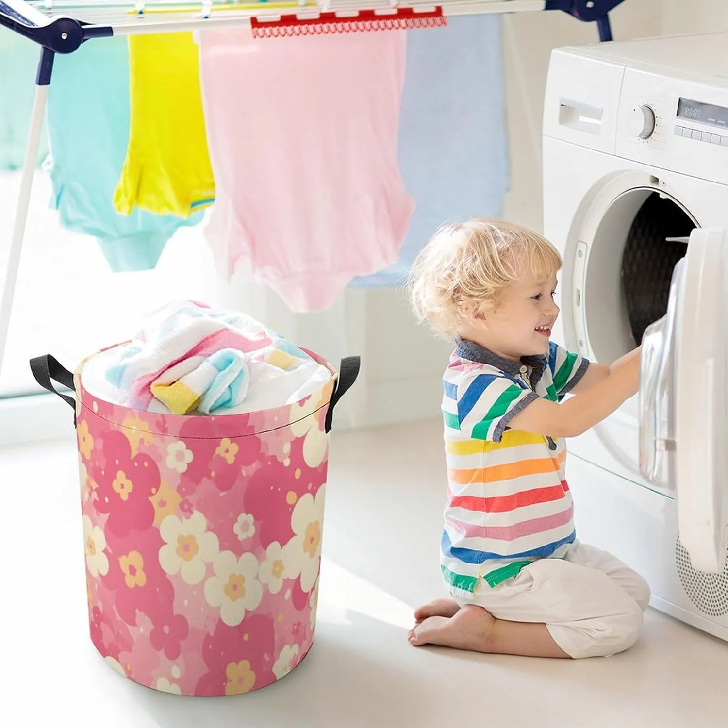 Laundry Hampers, Large Drawstring Laundry Bag, Removable Laundry Bags, Collapsible Storage Bin with Handles for Home Organization, Kids Room, Nursery Product