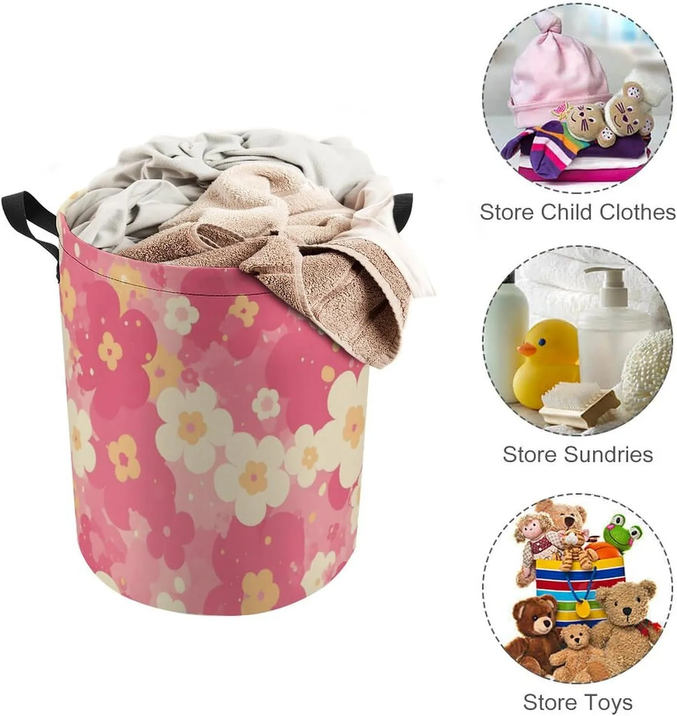 Laundry Hampers, Large Drawstring Laundry Bag, Removable Laundry Bags, Collapsible Storage Bin with Handles for Home Organization, Kids Room, Nursery Product