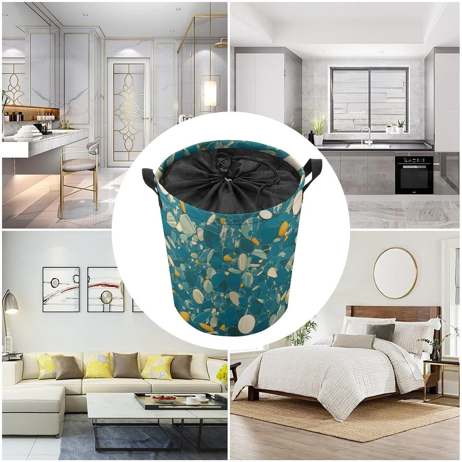 Laundry Hampers, Large Drawstring Laundry Bag, Removable Laundry Bags, Collapsible Storage Bin with Handles for Home Organization, Kids Room, Nursery Textile