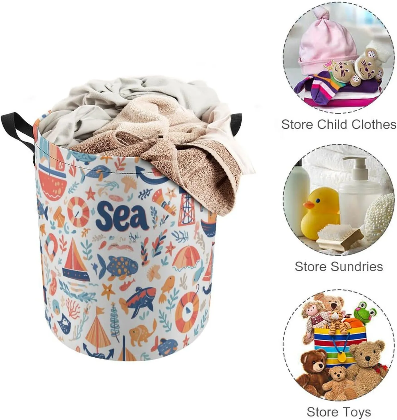 Laundry Hampers, Large Drawstring Laundry Bag, Removable Laundry Bags, Collapsible Storage Bin with Handles for Home Organization, Kids Room, Nursery Textile