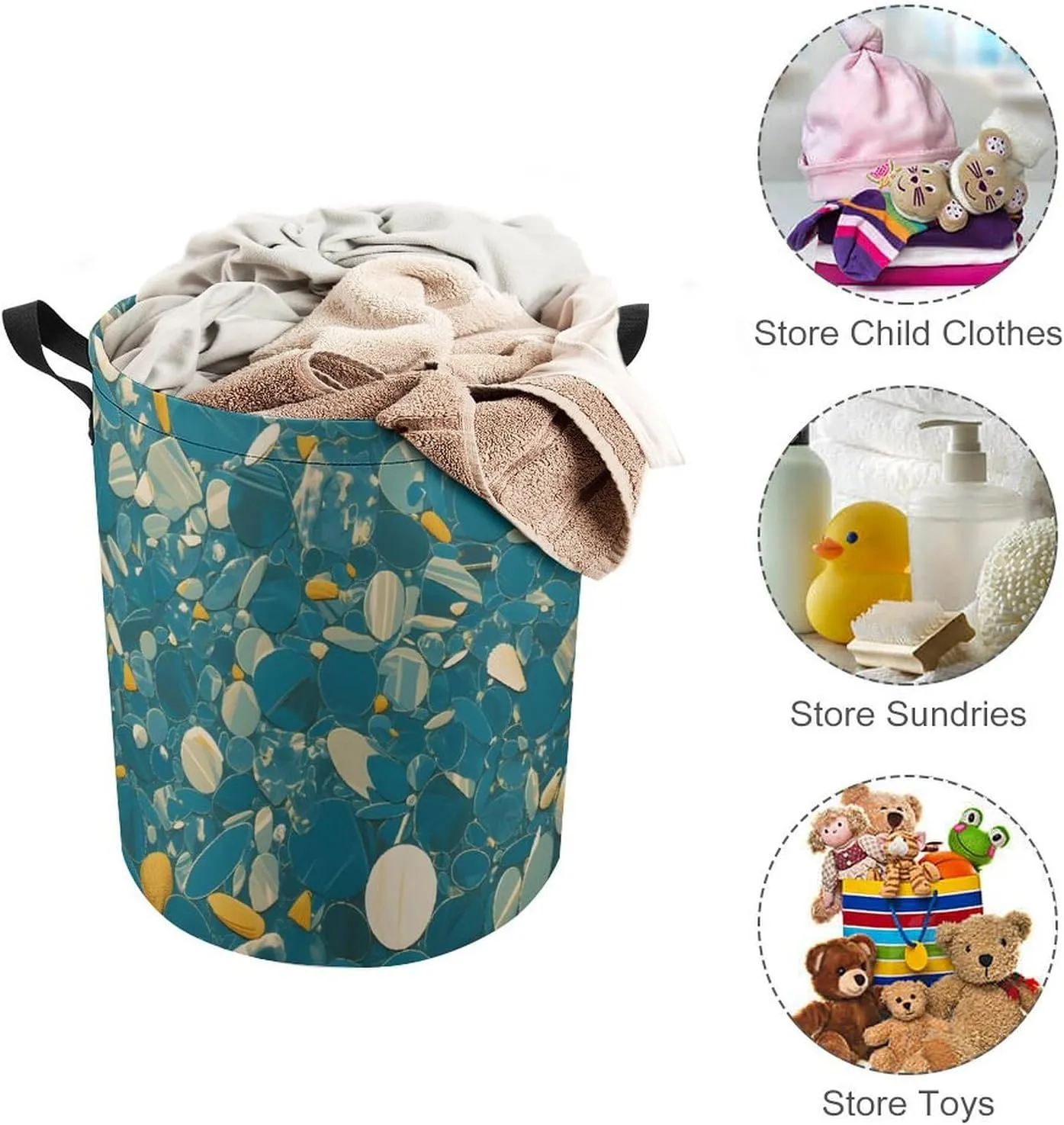 Laundry Hampers, Large Drawstring Laundry Bag, Removable Laundry Bags, Collapsible Storage Bin with Handles for Home Organization, Kids Room, Nursery Textile