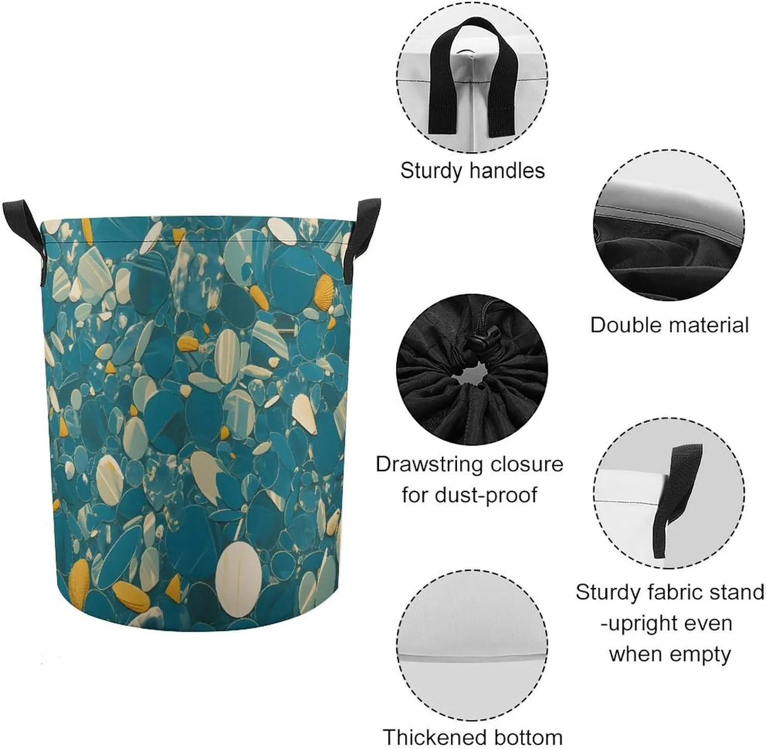 Laundry Hampers, Large Drawstring Laundry Bag, Removable Laundry Bags, Collapsible Storage Bin with Handles for Home Organization, Kids Room, Nursery Textile