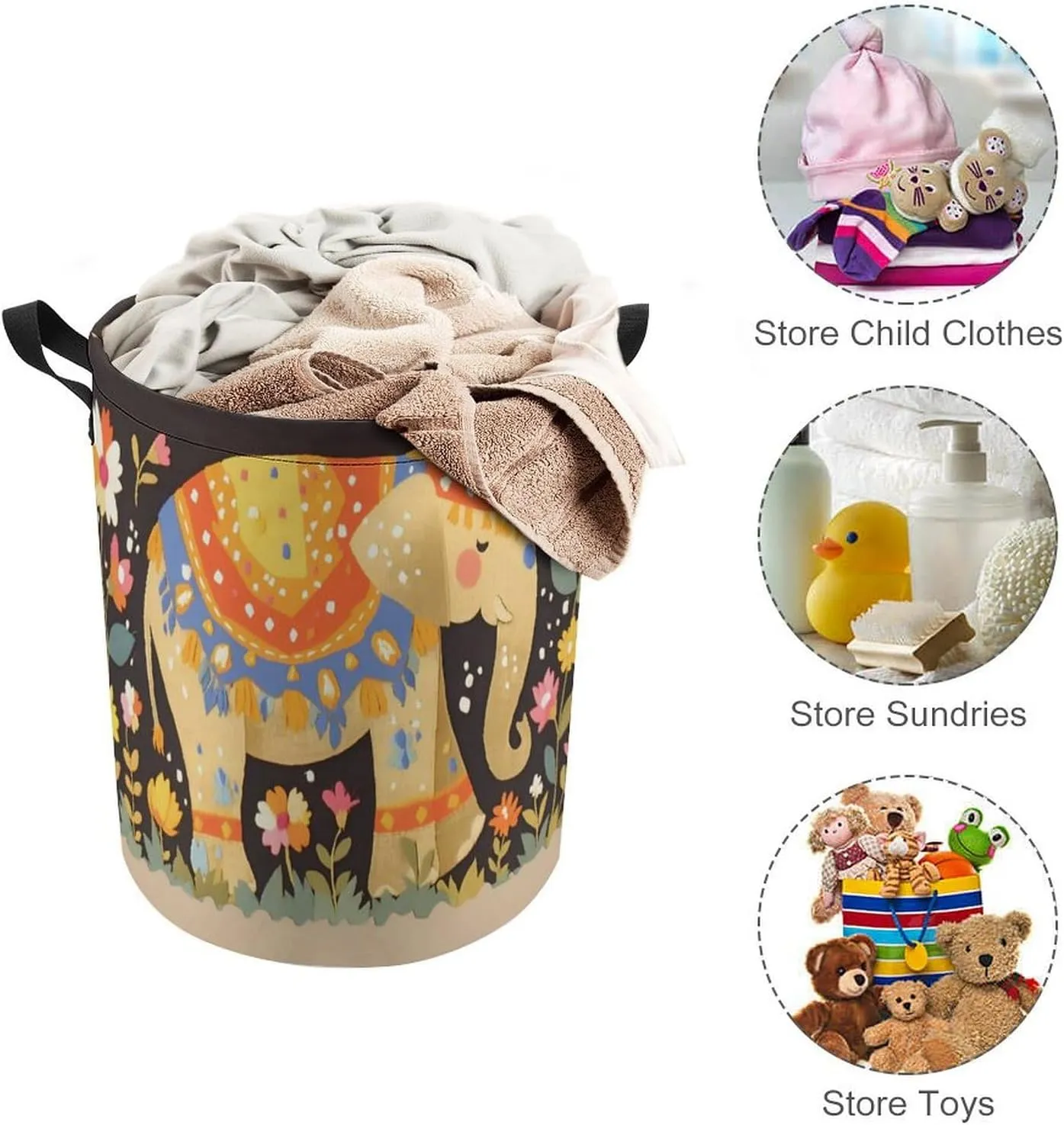 Laundry Hampers, Large Drawstring Laundry Bag, Removable Laundry Bags, Collapsible Storage Bin with Handles for Home Organization, Kids Room, Nursery Vertebrate