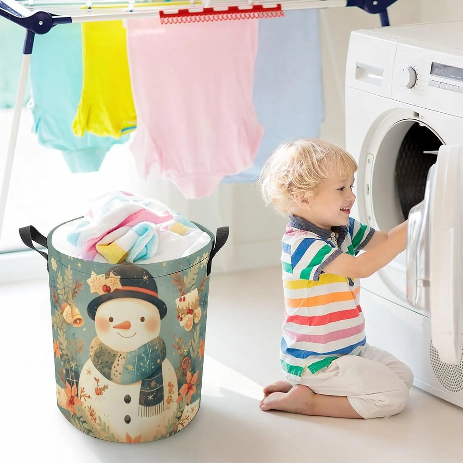 Laundry Hampers, Large Drawstring Laundry Bag, Removable Laundry Bags, Collapsible Storage Bin with Handles for Home Organization, Kids Room, Nursery Vertebrate
