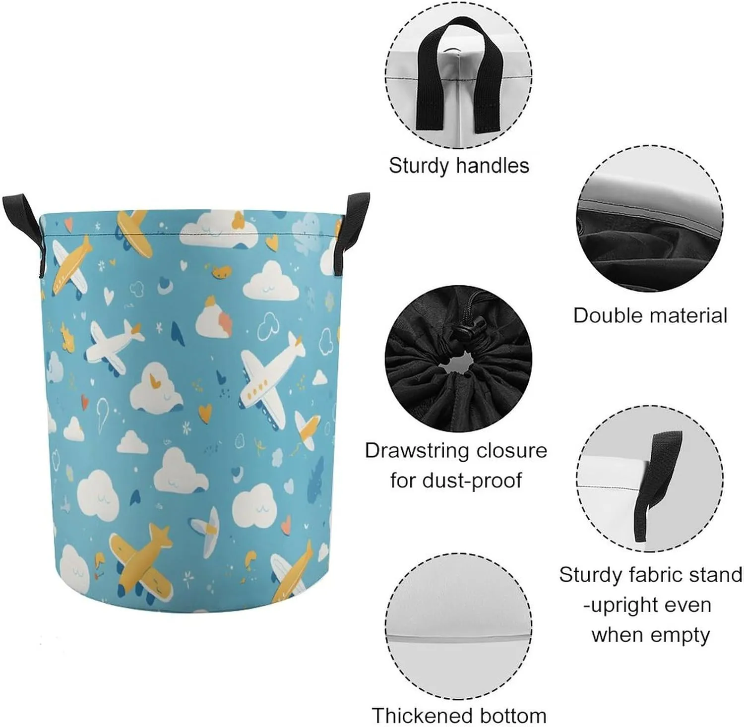 Laundry Hampers, Large Drawstring Laundry Bag, Removable Laundry Bags, Collapsible Storage Bin with Handles for Home Organization, Kids Room, Nursery Vertebrate