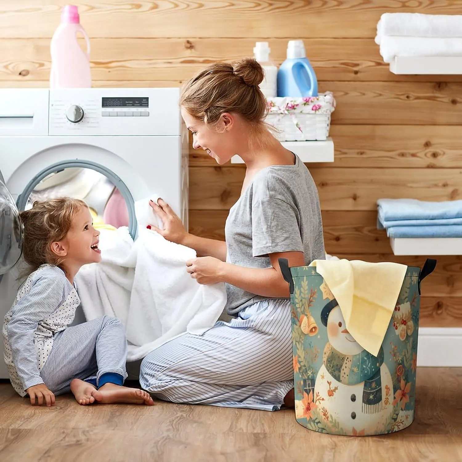Laundry Hampers, Large Drawstring Laundry Bag, Removable Laundry Bags, Collapsible Storage Bin with Handles for Home Organization, Kids Room, Nursery Vertebrate