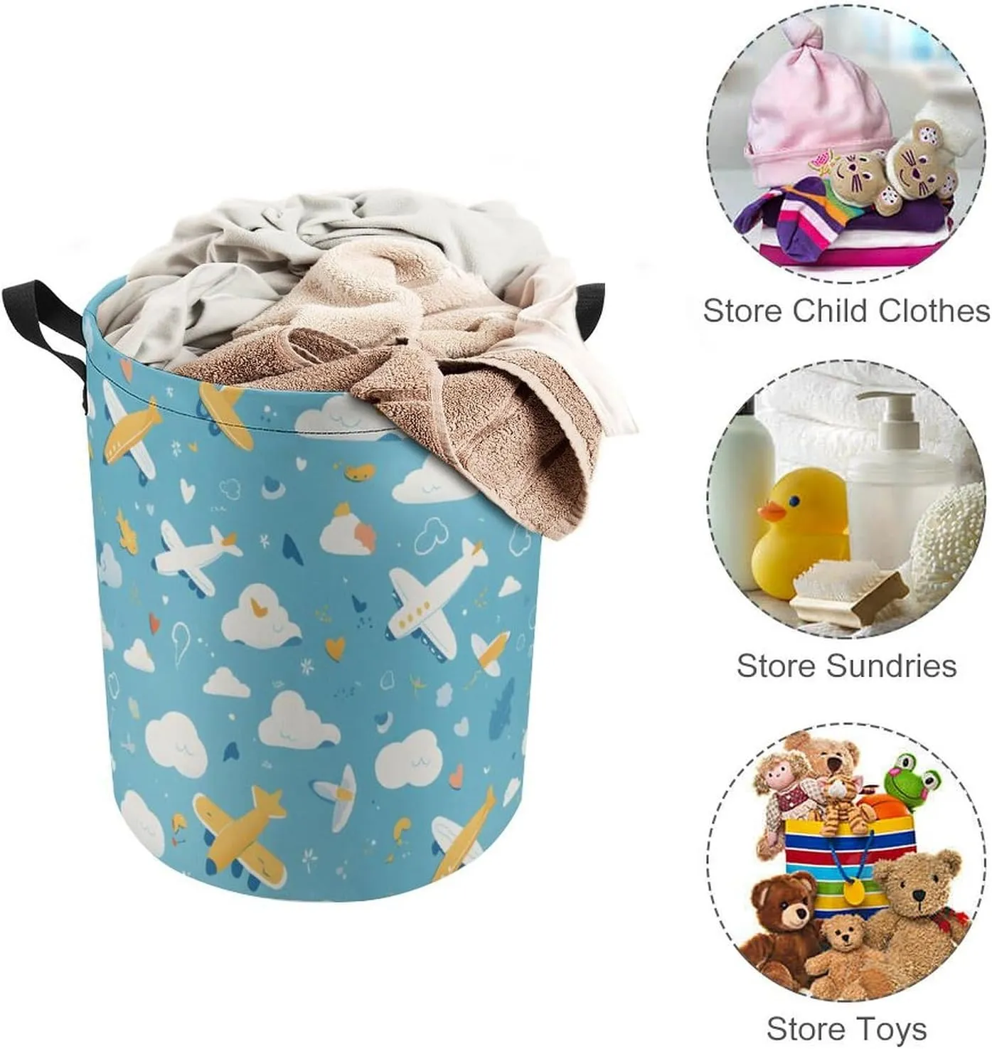 Laundry Hampers, Large Drawstring Laundry Bag, Removable Laundry Bags, Collapsible Storage Bin with Handles for Home Organization, Kids Room, Nursery Vertebrate