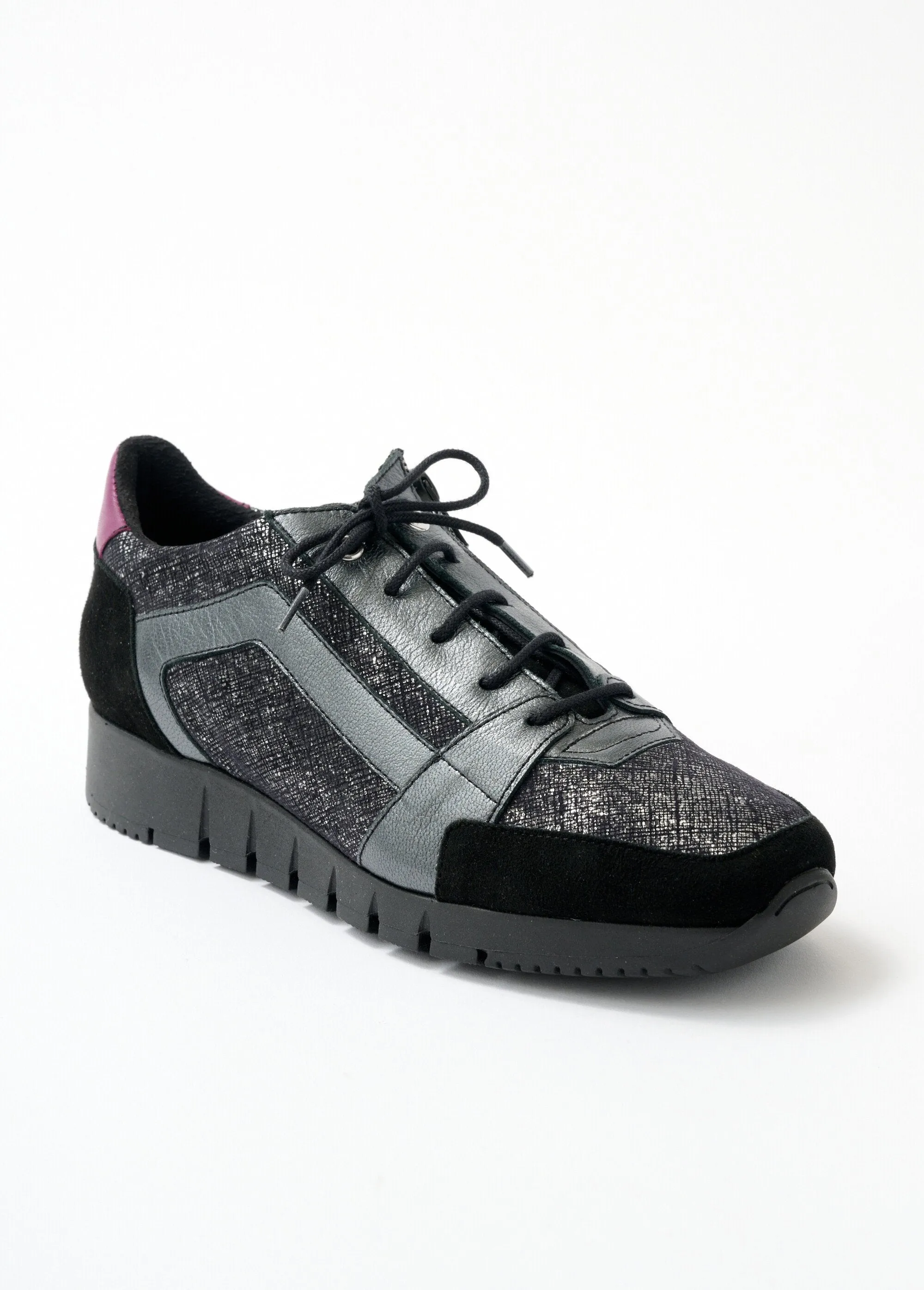Leather derby comfort width laced and zipped