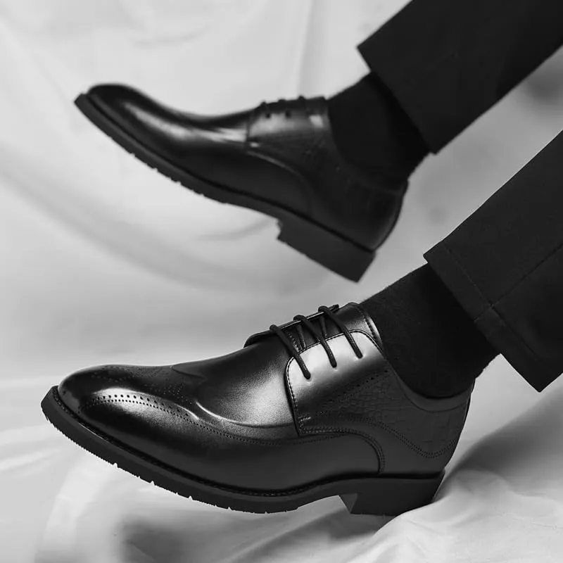 Leather Dress Shoes Men's Breathable Leather Wingtip Brogue Oxfords