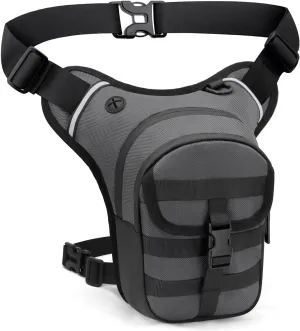 Leg Bag for Men and Women Motorcycle Waist Thigh Bag Bicycle Leg Pack Tactical Military Drop Leg Pack Pouch (Grey)
