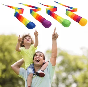 Leyndo 4 Pcs Throw and Catch Ball with Rainbow Tail, Soft Rainbow Play Ball, Sports Comet Balls Playground Toys Bulk for Indoor Outdoor Games Activities Throwing School, 25.59'' Long