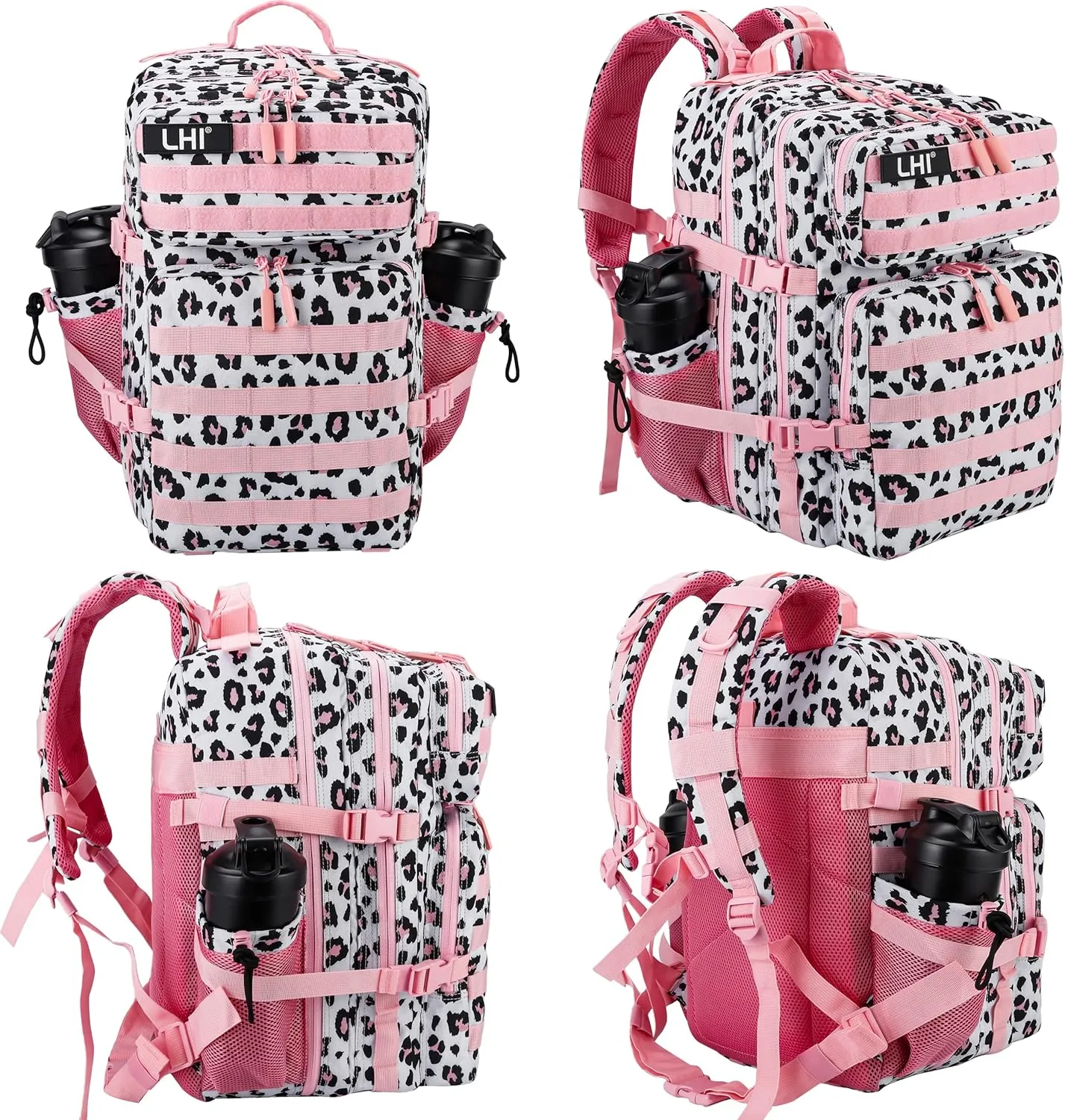 LHI Military Tactical Backpack for Men and Women 45L Army 3 Days Assault Pack Bag Large Rucksack with Molle System - Pink Leopard