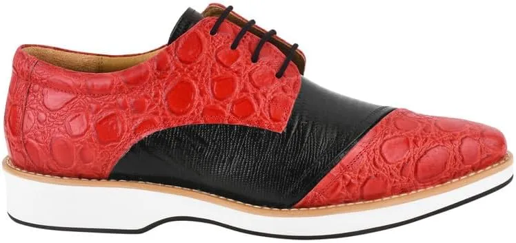 LIBERTYZENO Mens EEL Print Knitted Design Genuine Leather Adults Lace Up Oxford Dress Shoes for Easter Gift LS-112