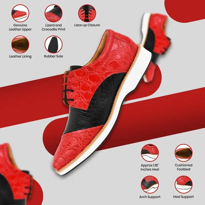 LIBERTYZENO Mens EEL Print Knitted Design Genuine Leather Adults Lace Up Oxford Dress Shoes for Easter Gift LS-112