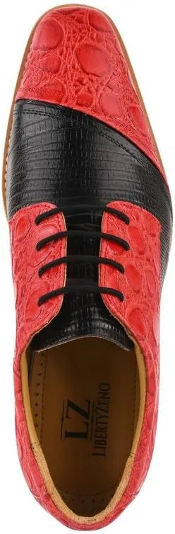 LIBERTYZENO Mens EEL Print Knitted Design Genuine Leather Adults Lace Up Oxford Dress Shoes for Easter Gift LS-112