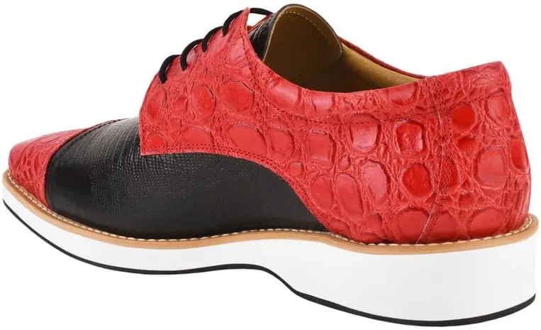 LIBERTYZENO Mens EEL Print Knitted Design Genuine Leather Adults Lace Up Oxford Dress Shoes for Easter Gift LS-112