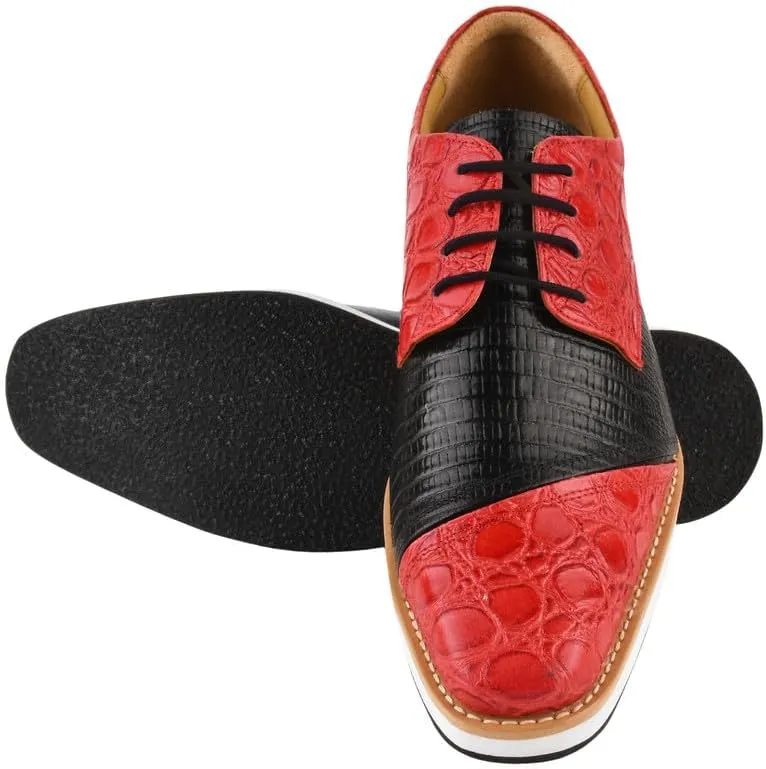 LIBERTYZENO Mens EEL Print Knitted Design Genuine Leather Adults Lace Up Oxford Dress Shoes for Easter Gift LS-112