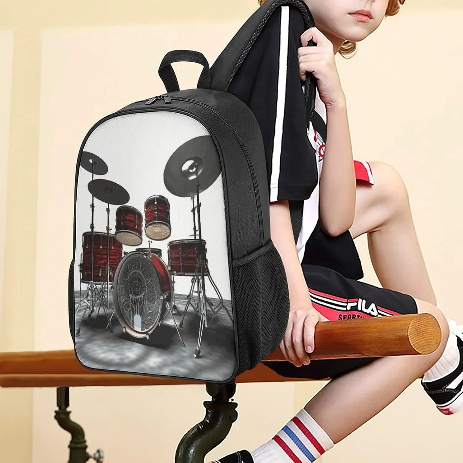 Lightweight Backpacks Cute Travel Bag Durable Cool Drum Set Printing Small Travel Backpack For Women & Men