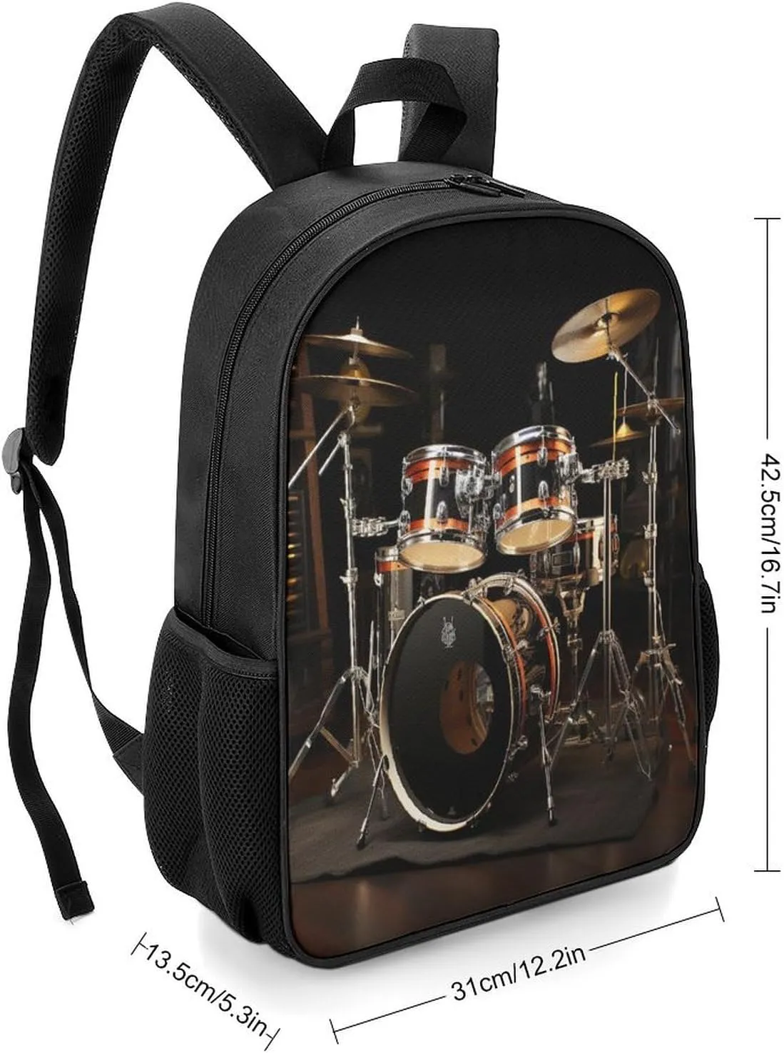 Lightweight Backpacks Cute Travel Bag Durable Drum Set Printing Small Travel Backpack For Women & Men