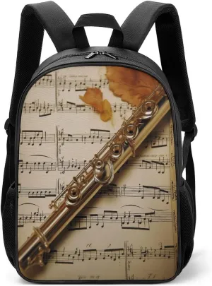 Lightweight Backpacks Cute Travel Bag Durable Flute Music Printing Small Travel Backpack For Women & Men
