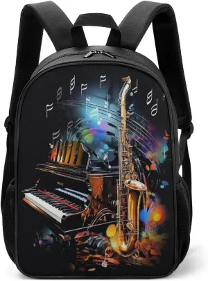 Lightweight Backpacks Cute Travel Bag Durable Saxophone And Piano Printing Small Travel Backpack For Women & Men