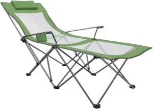 Lightweight Camping Chair Portable Camping Chair with Footrest Mesh Backrest Folding Reclining Lunch Break Bed Sitting Lying Dual-Purpose Beach Seat Outdoor Hiking (Color : A)