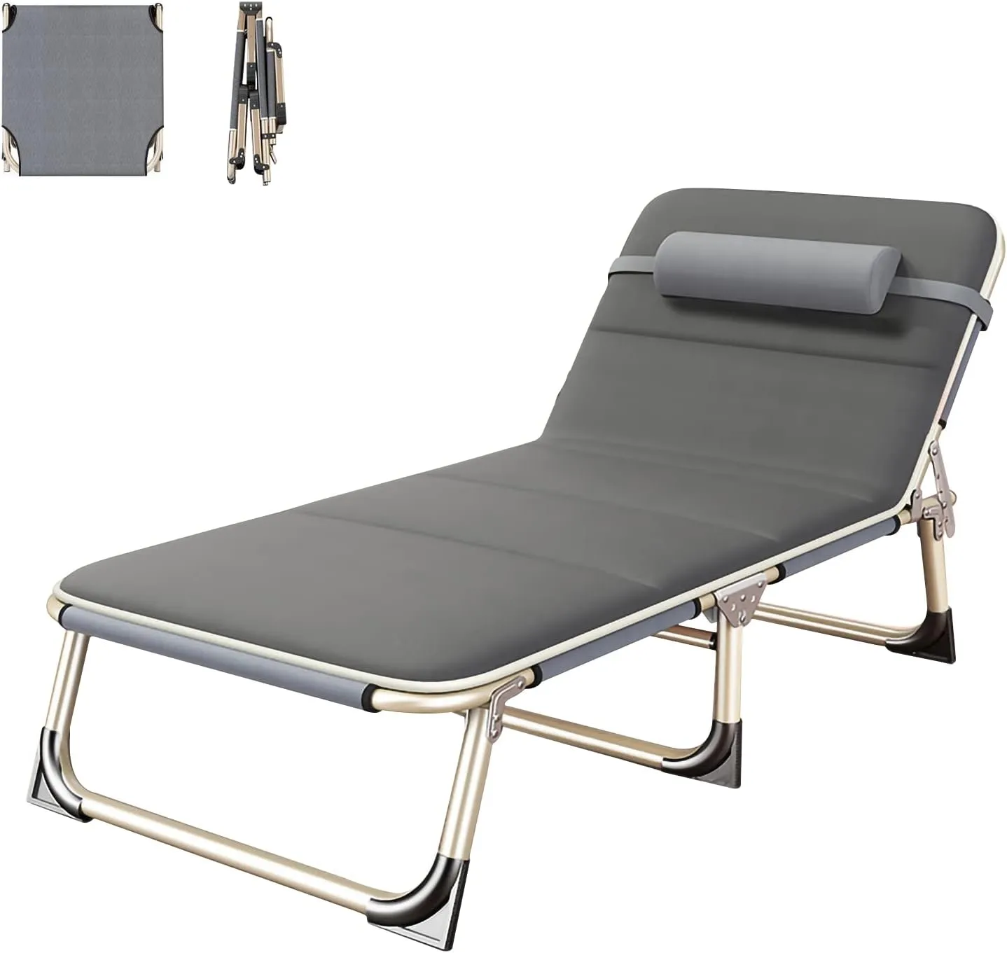 Lightweight Portable Folding Camping Cot Reclining Lounger Chair Single Person Lounger for Camping Office Lunch Break Outdoor (cotton pad) , Folding Bed , Folding Bed , Lightweight Portable Folding