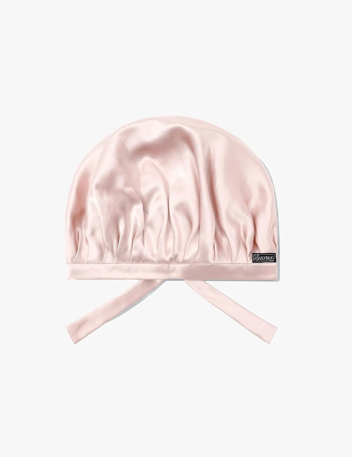 LilySilk 100% Mulberry Silk Bonnet Flat Front Silk Night Sleep Cap Adjustable Hair Wrap for Sleeping, Light Beige