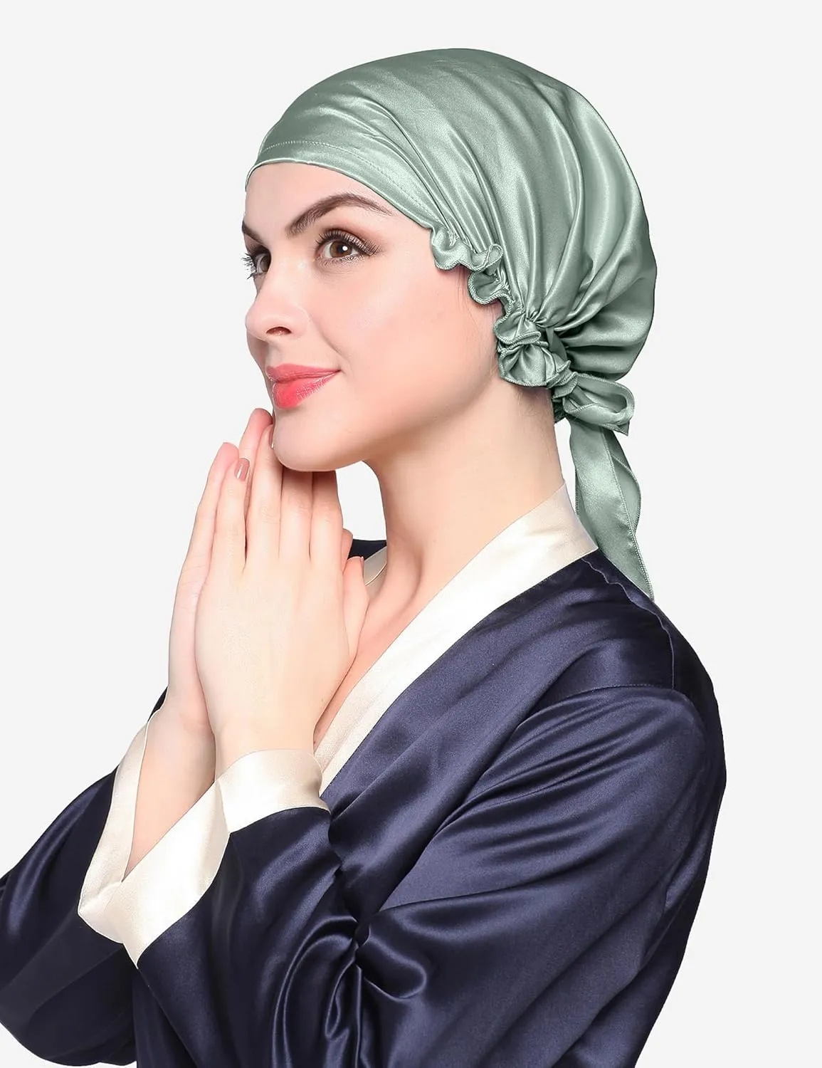 LilySilk Silk Bonnet for Sleeping Womens Sleep Cap 100% 19MM Mulberry Silk for Long Curly Hair Adjustable Stretchy Avocado Green