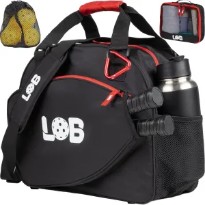 LOB Pickleball Bags for women men Tote Carry Bag with Bottle Holders, Fits 2 Paddles, 3pc Accessories (Pouch, Mesh Ball Bag, Fence Hook), Durable Lightweight