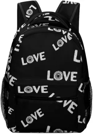 Love Horror Eyeballs Classic Basic Backpack Durable Casual Travel Hiking Laptop Adjustable Bag