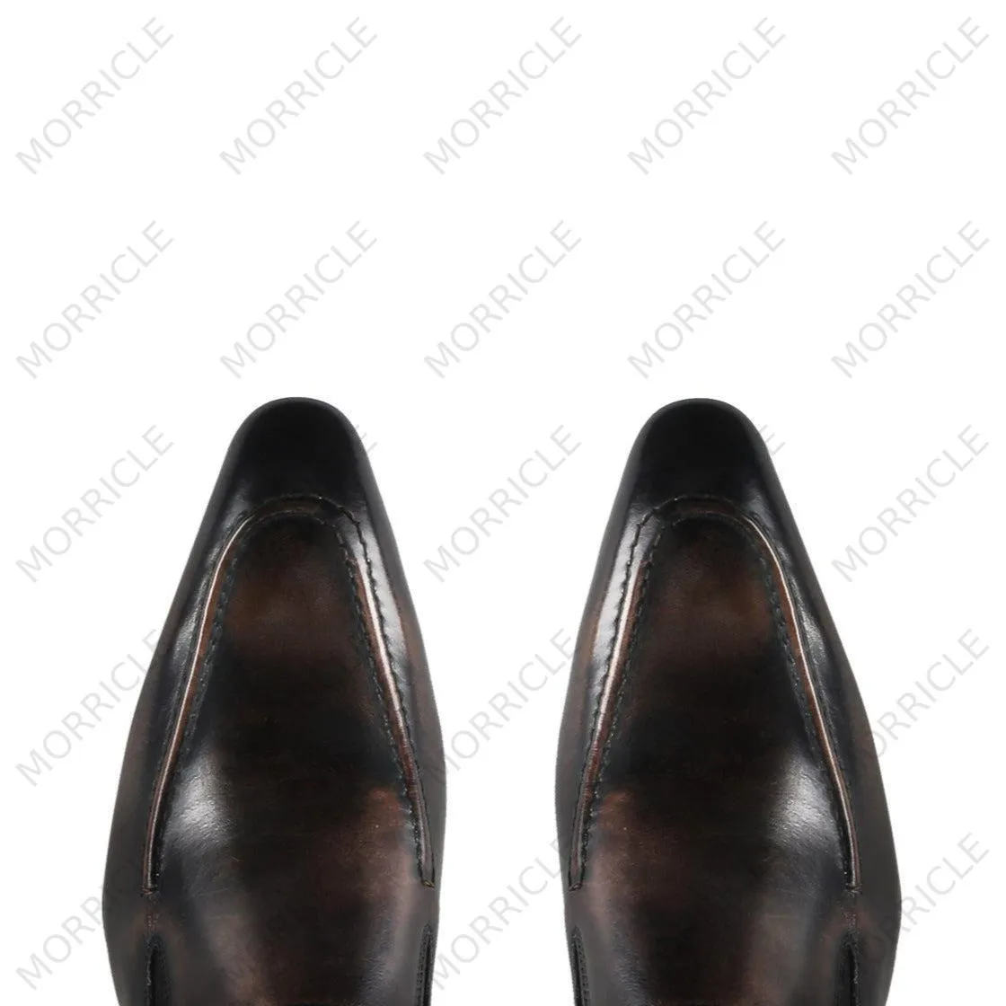 Luxurious Dark Brown Patina Driving Loafers