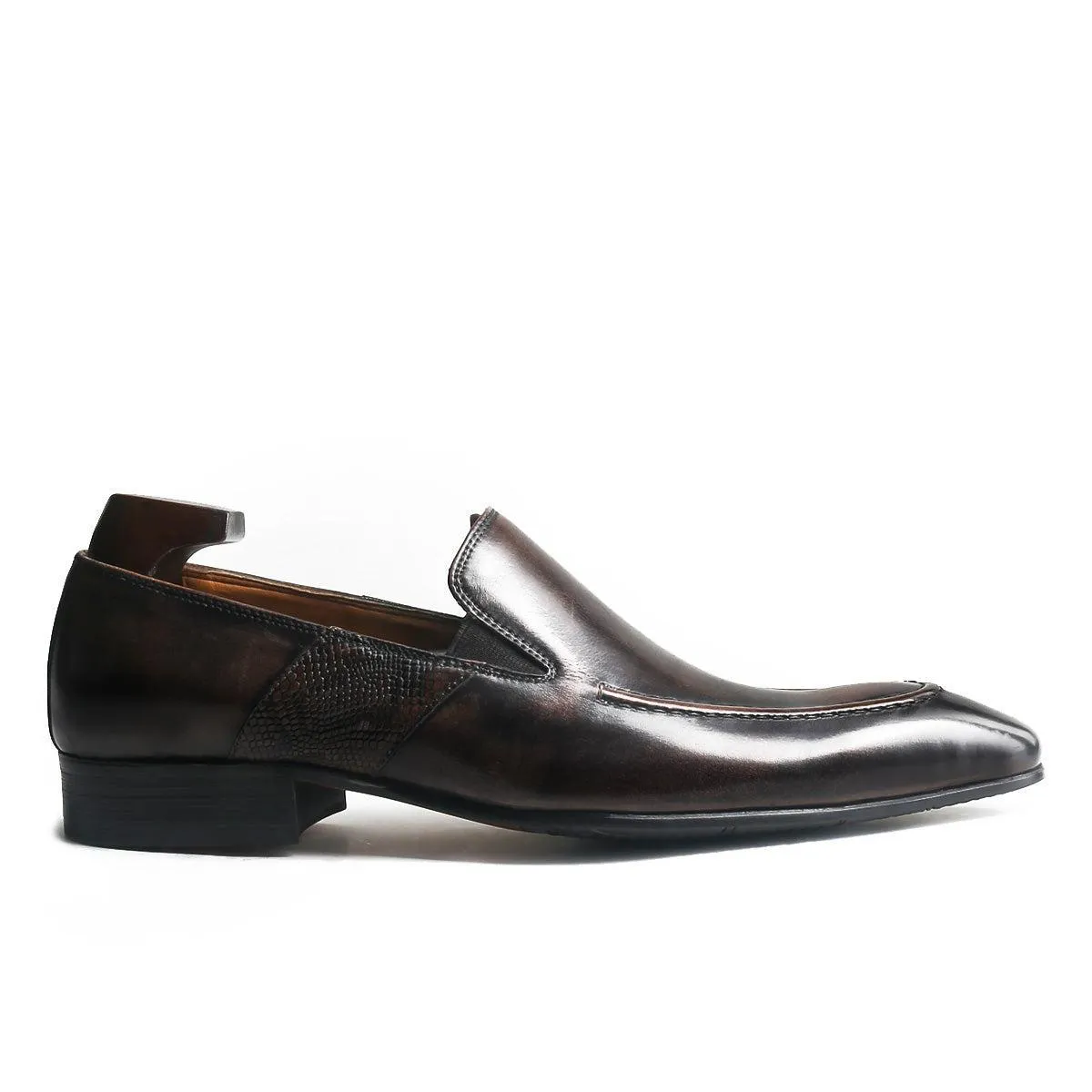 Luxurious Dark Brown Patina Driving Loafers