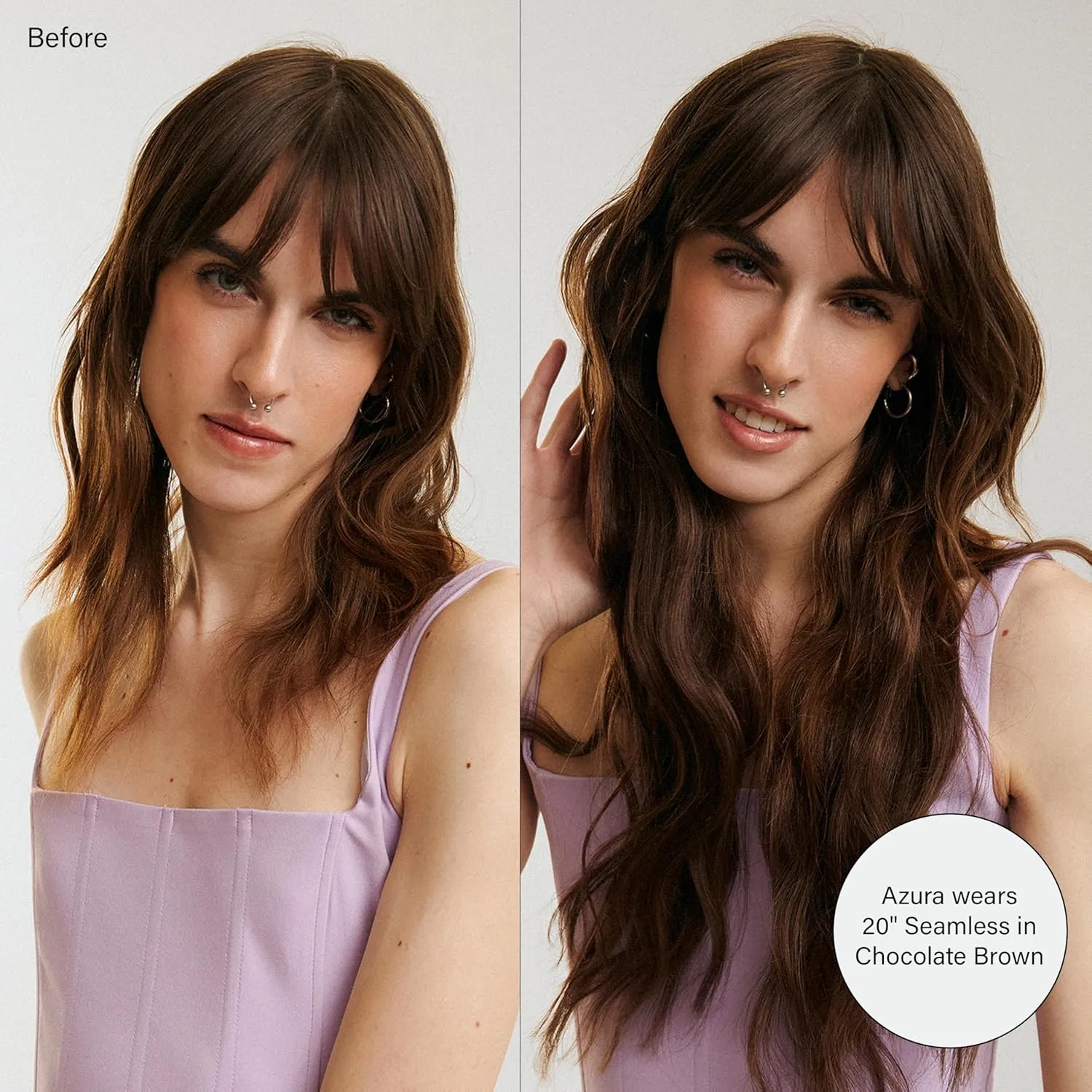 Luxy 100% Remy Human Hair - Seamless Clip-In Hair Extensions - Multi-Dimensional Color for Natural Blending, Adds Volume & Length 160 grams 16" Dark Brown Balayage